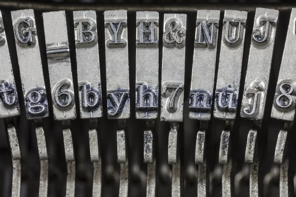 老式打字机 typebars 极端宏 — 图库照片