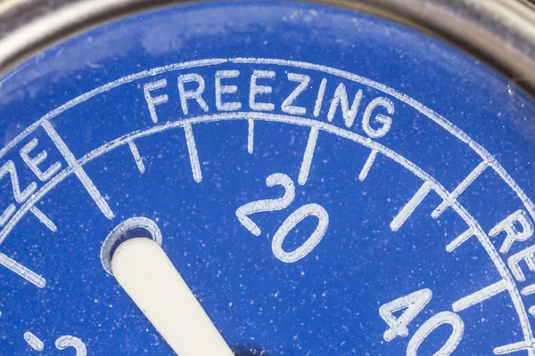 Vintage kylskåp termometer frysning zon detalj — Stockfoto