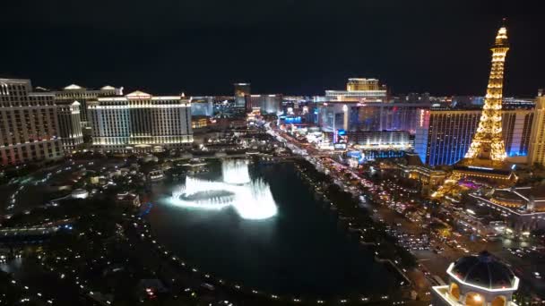 Las Vegas Fontes Vista noturna — Vídeo de Stock
