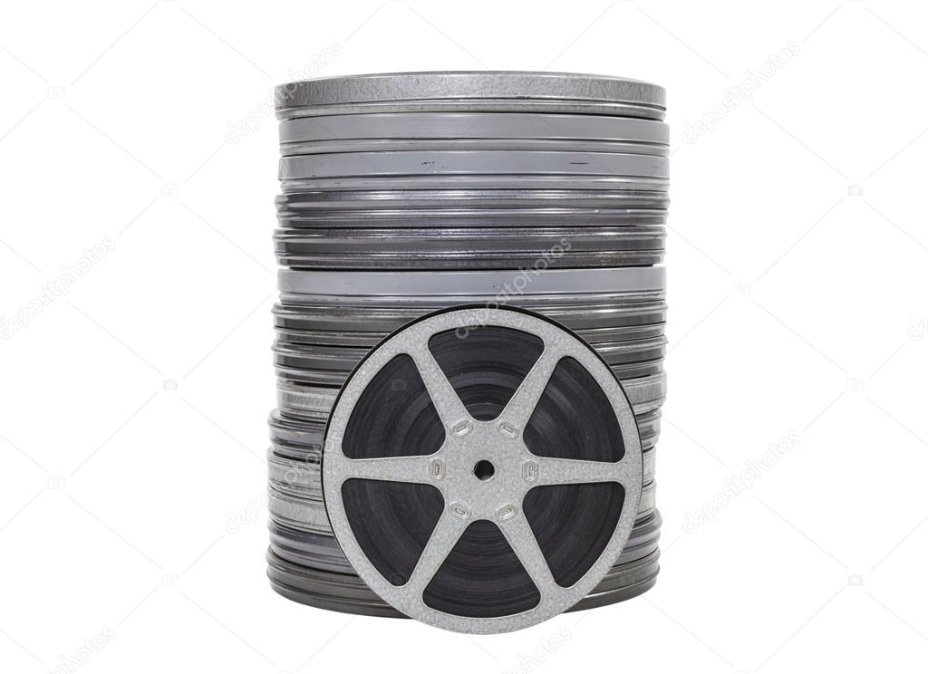 Vintage Movie Film Cans and Reel Isolated