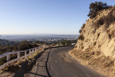 Old Mulholland Highway overlooking Hollywood, California. clipart