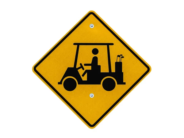 Golfový vozík přes varování znamení — Stock fotografie
