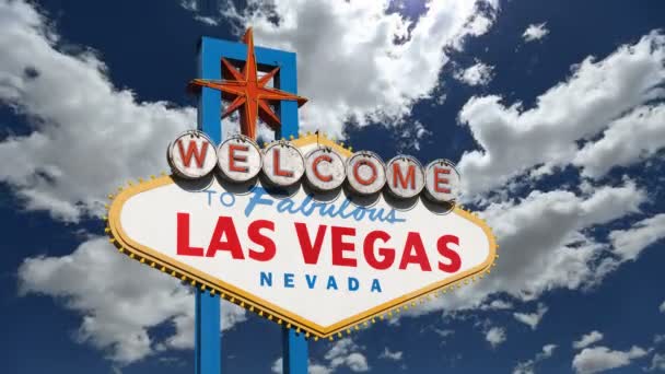 Las Vegas Sign Churning Clouds Time Lapse — Stock Video