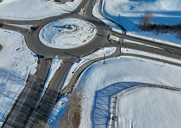 Αεροπλάνο Drone Ενός Κύκλου Κυκλοφορίας Χειμώνα — Φωτογραφία Αρχείου