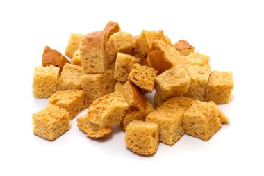 White bread croutons on a white background clipart