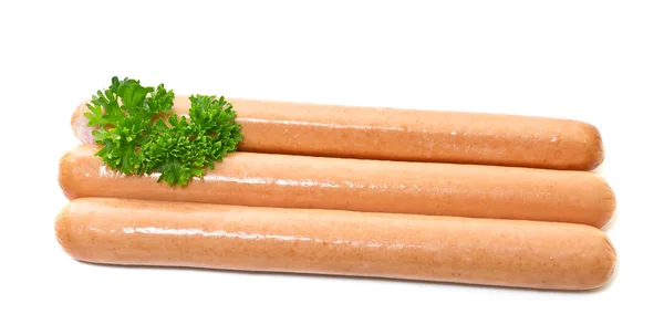 Sausage with parsley on a white background. — Stock Photo, Image