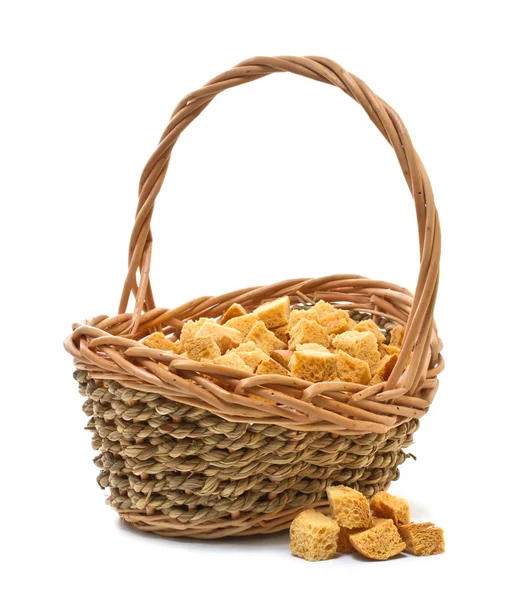 White bread croutons on a white background — Stock Photo, Image