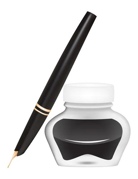 Ink pen with an open pen — Stok Vektör