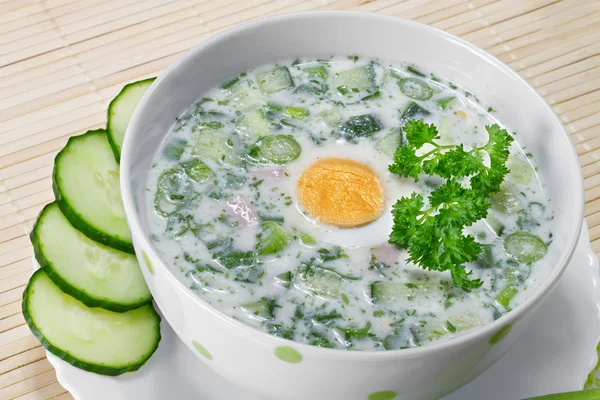 Summer cold soup with vegetables — Stock Photo, Image