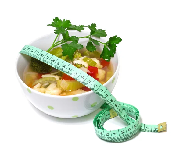 Vegetable soup for weight loss on a white background — Stock Photo, Image