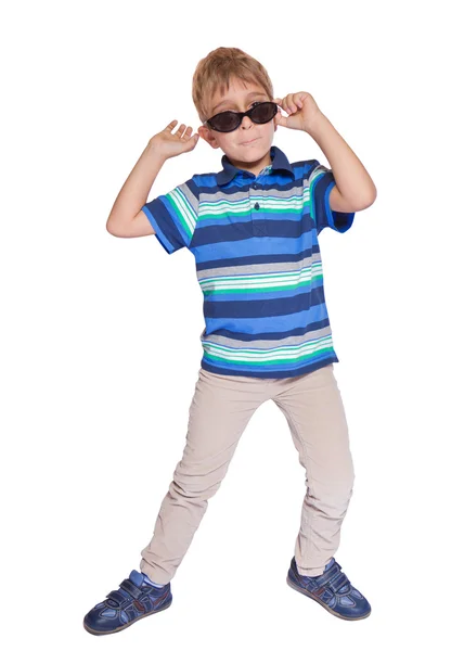 Boy in sunglasses. Isolate on white background Stock Image