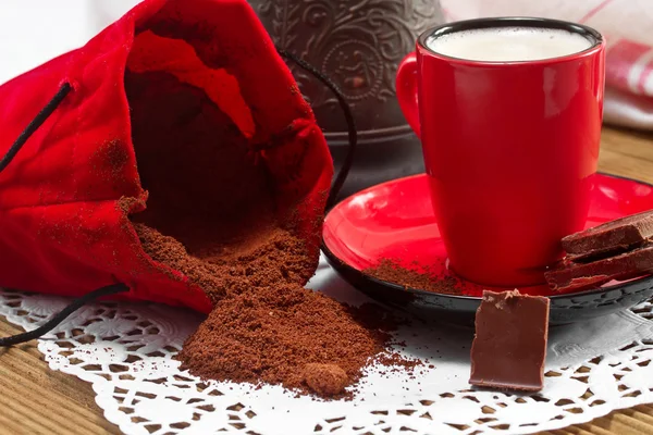 Coffee in a red cup — Stock Photo, Image