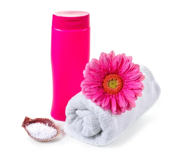 Fondo de spa con toalla y gerbera — Foto de Stock