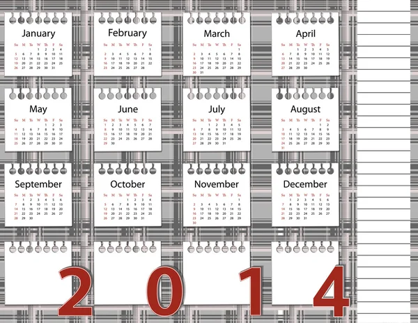 Календар 2014 року на фоновому малюнку в комірці — стокове фото