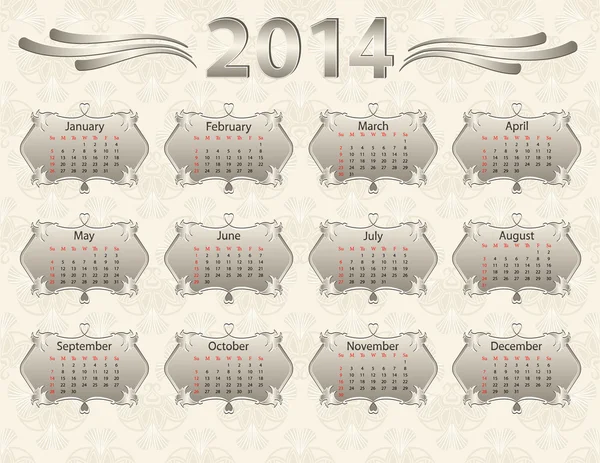 Kalenderjahr 2014 im Vintage-Stil — Stockfoto
