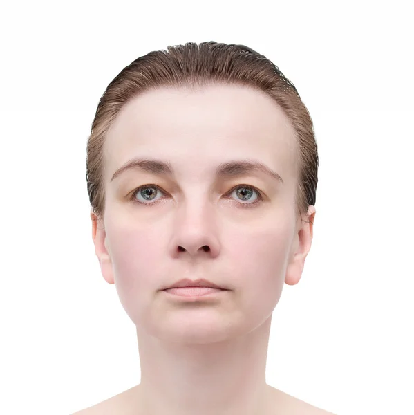 孤立的白色衬底上的女人的肖像。皮肤护理. — Φωτογραφία Αρχείου