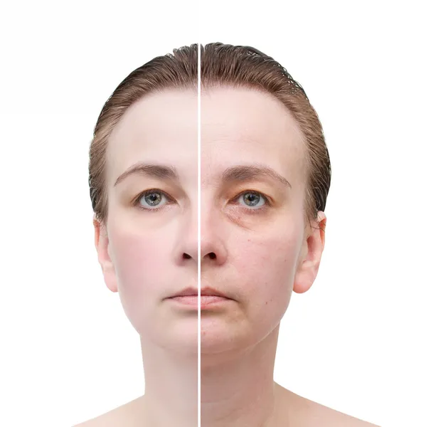 Retrato de mujer aislado en blanco. Cuidado de la piel . — Foto de Stock