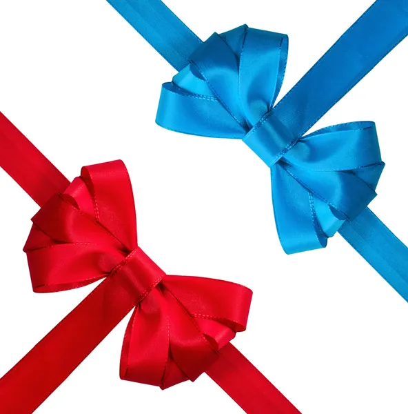 Festive red and blue bow on white background — Stock Photo, Image