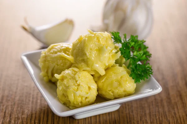 Cheese balls with garlic and mayonnaise — Stock Photo, Image