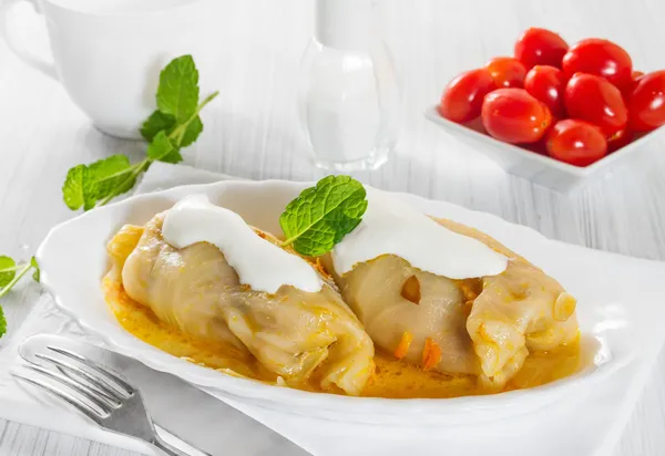 Cabbage rolls with rice and meat — Stock Photo, Image