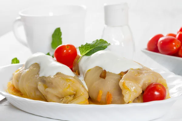 Cabbage rolls with rice and meat — Stock Photo, Image