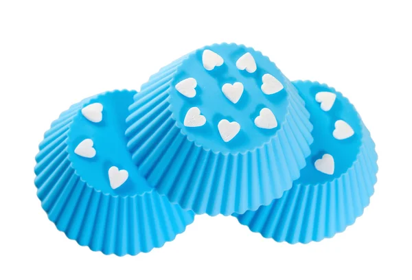 Blue silicone baking cups. Isolated on white background — Stock Photo, Image