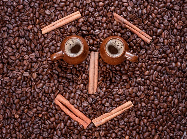 Kávová zrna v podobě usmívající se obličej — Stock fotografie
