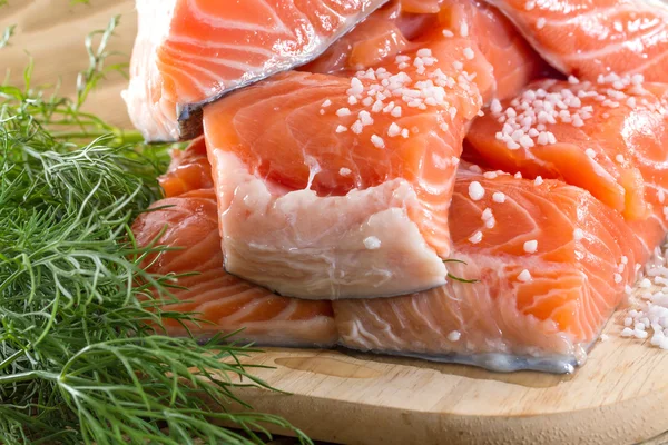 Salmon fillet with dill — Stock Photo, Image