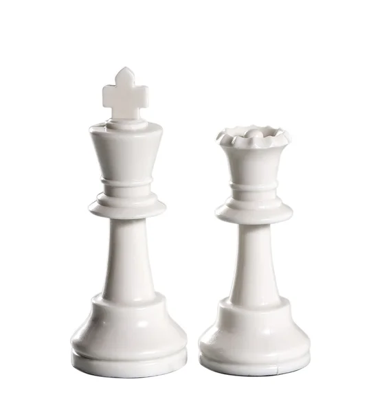 Piezas de ajedrez blanco sobre fondo blanco — Foto de Stock