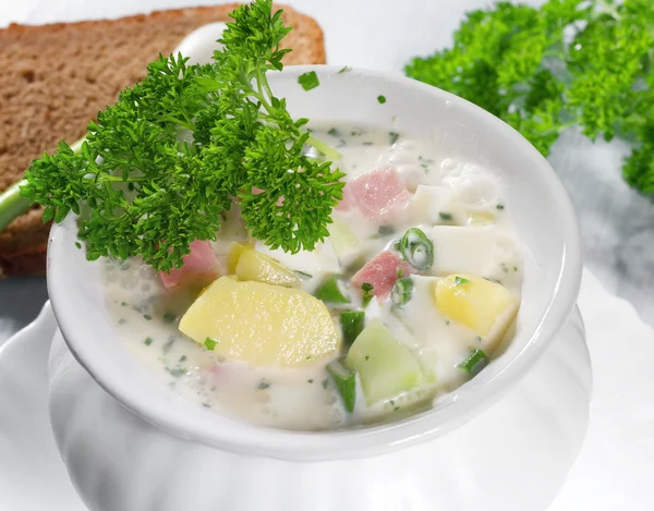 Summer cold soup with vegetables — Stock Photo, Image