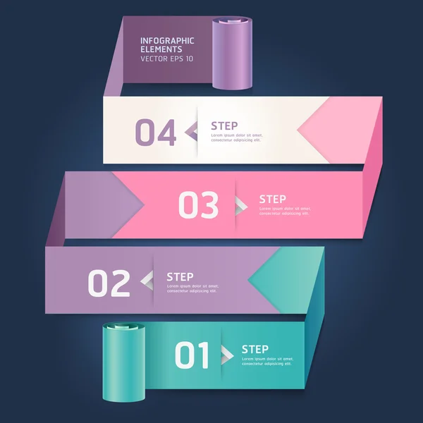 Modern arrow origami style step up number options banner template. — Stok Vektör