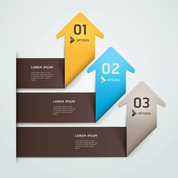 Modèle moderne de bannière d'options de nombre d'étape de style origami flèche . — Image vectorielle