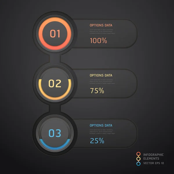 Banner moderno de infografías negras. Ilustración vectorial . — Vector de stock