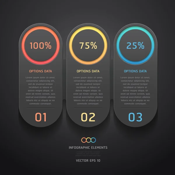 Moderno banner infografico nero. Illustrazione vettoriale . — Vettoriale Stock