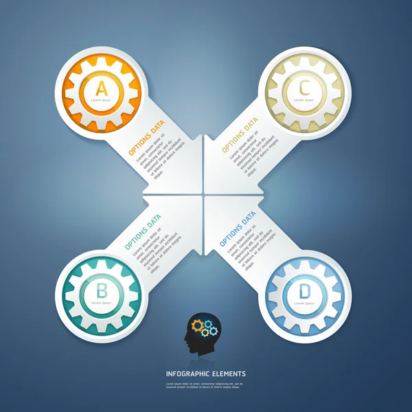 Color Gears Infographics Options Banner. Vector illustration. — Stock Vector