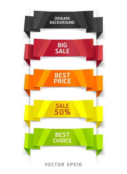 Opções de estilo de Origami colorido Banner & Card. Ilustração vetorial —  Vetores de Stock