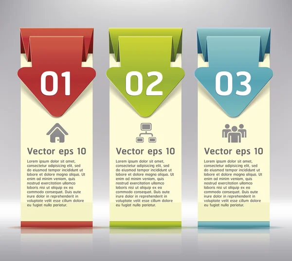 Options de numéro de style Origami coloré Bannière et carte. Illustration vectorielle — Image vectorielle