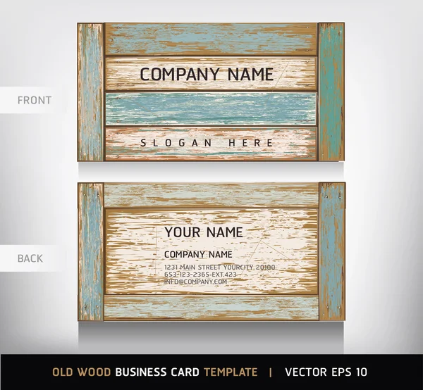 Old Wooden Texture Business Card Background. vector illustration — Stock Vector