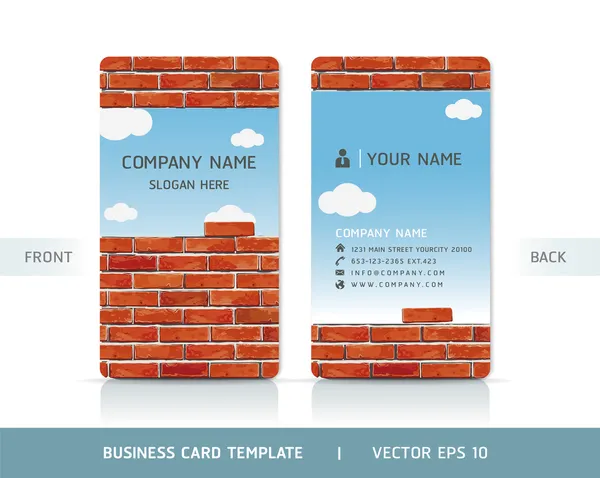 Red Brick Wall Business Card . Vector illustration. — Stock Vector