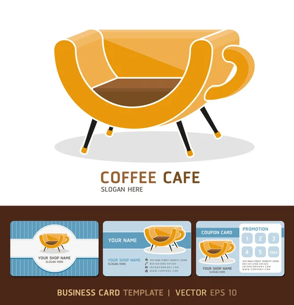 Coffee Cafe icon logo and business cards. Vector illustration. — Stock Vector