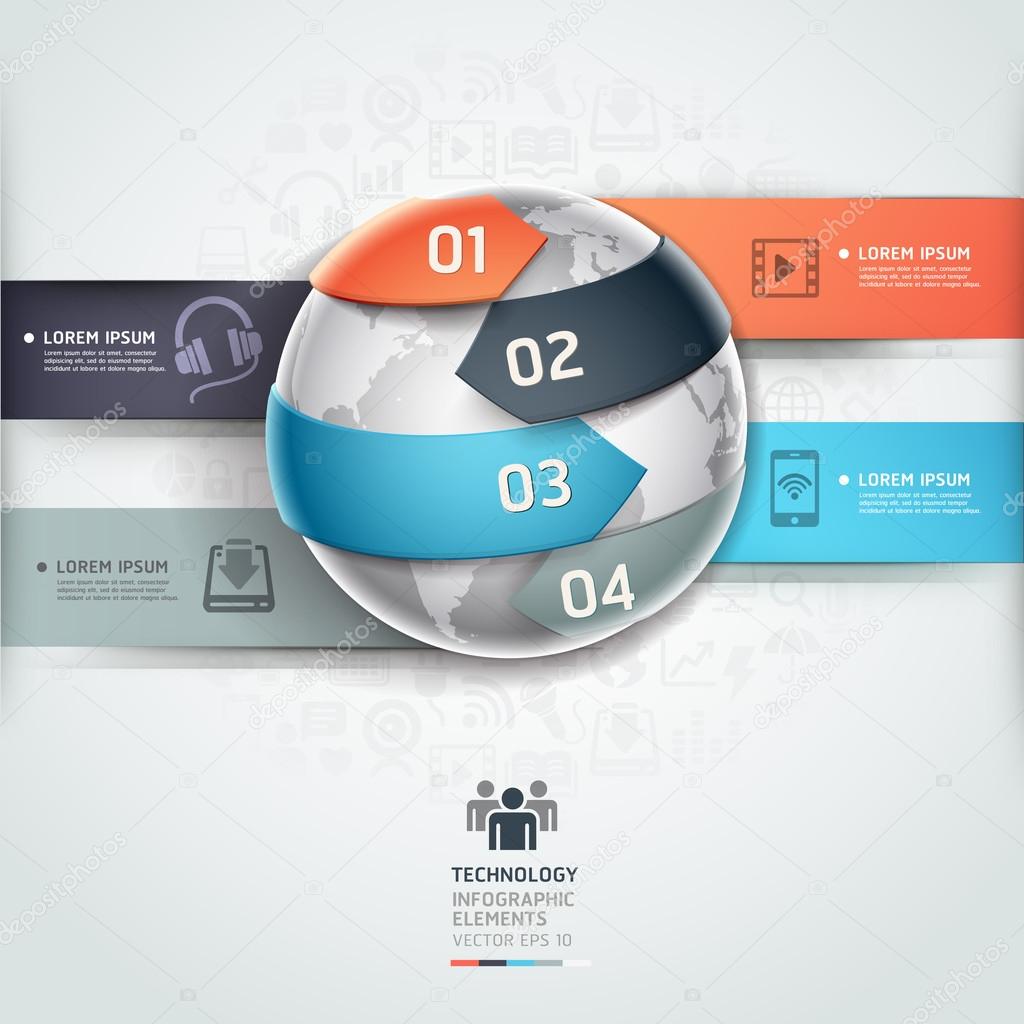 Abstract globe infographics network technology element template.