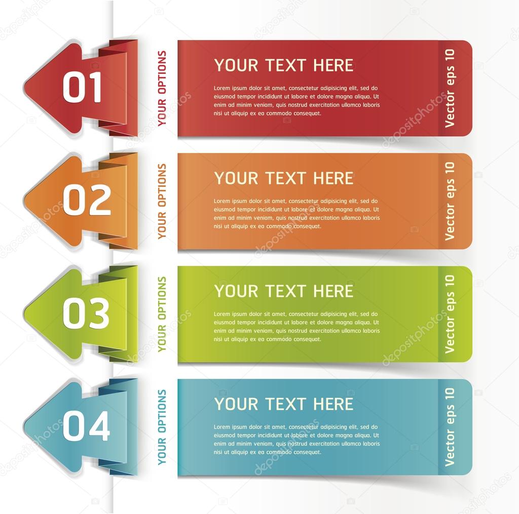Colorful Origami Style Number Options Banner & Card. Vector illustration