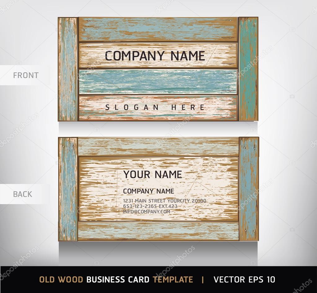 Old Wooden Texture Business Card Background. vector illustration