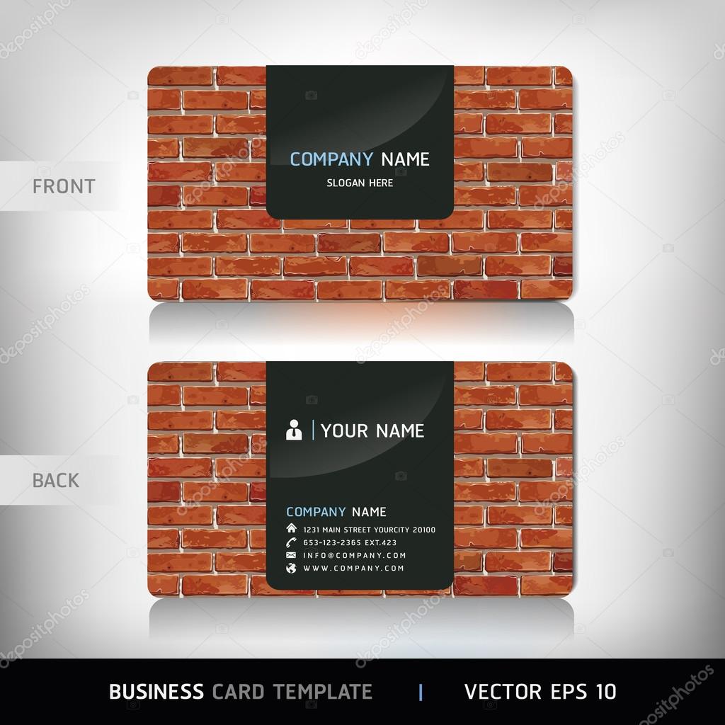 Red Brick Wall Business Card . Vector illustration.