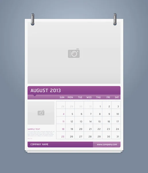 清洁日历 2013年模板的设计。矢量插画. — 图库矢量图片