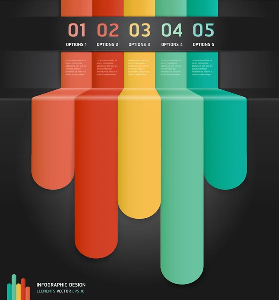 Infographies colorées Options de numéro Bannière et carte. Vecteur illus — Image vectorielle