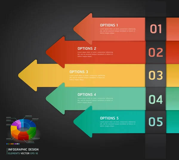 Infográficos coloridos Opções de números Banner & Card . — Vetor de Stock