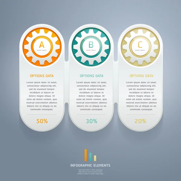 Color Gears Infographics Number Options Banner & Card. Ilustrație vectorială — Vector de stoc