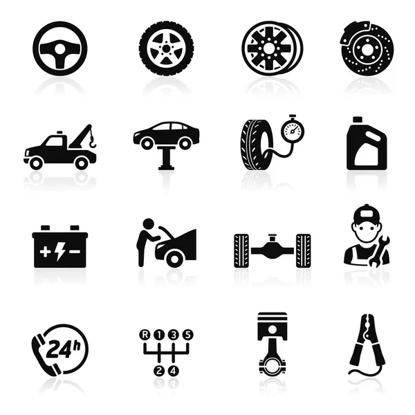 Набор значков обслуживания автомобилей. Векторная иллюстрация . — стоковый вектор