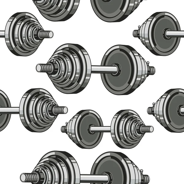 Dumbbells padrão sem costura. Ilustração vetorial — Vetor de Stock